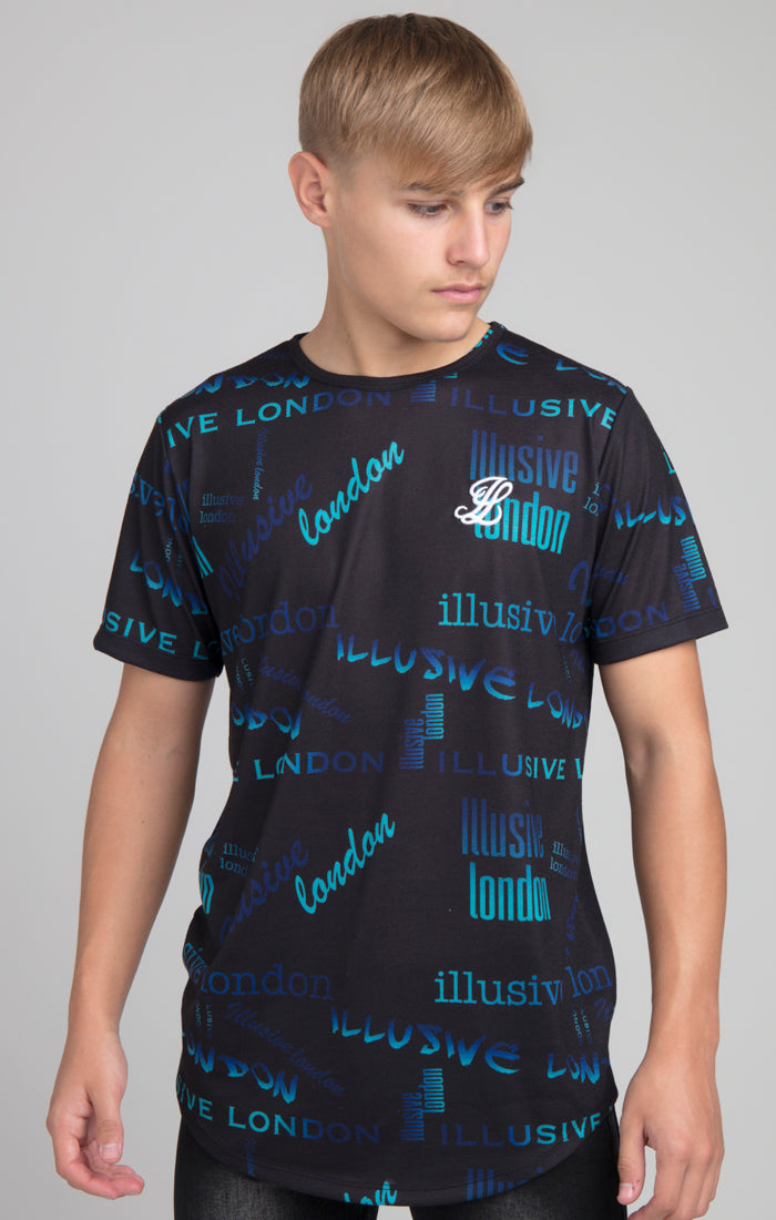 Load image into Gallery viewer, Boys Illusive Black Logo Printed T-Shirt