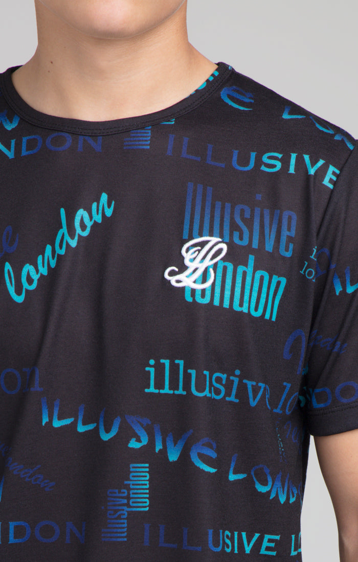 Load image into Gallery viewer, Boys Illusive Black Logo Printed T-Shirt (1)