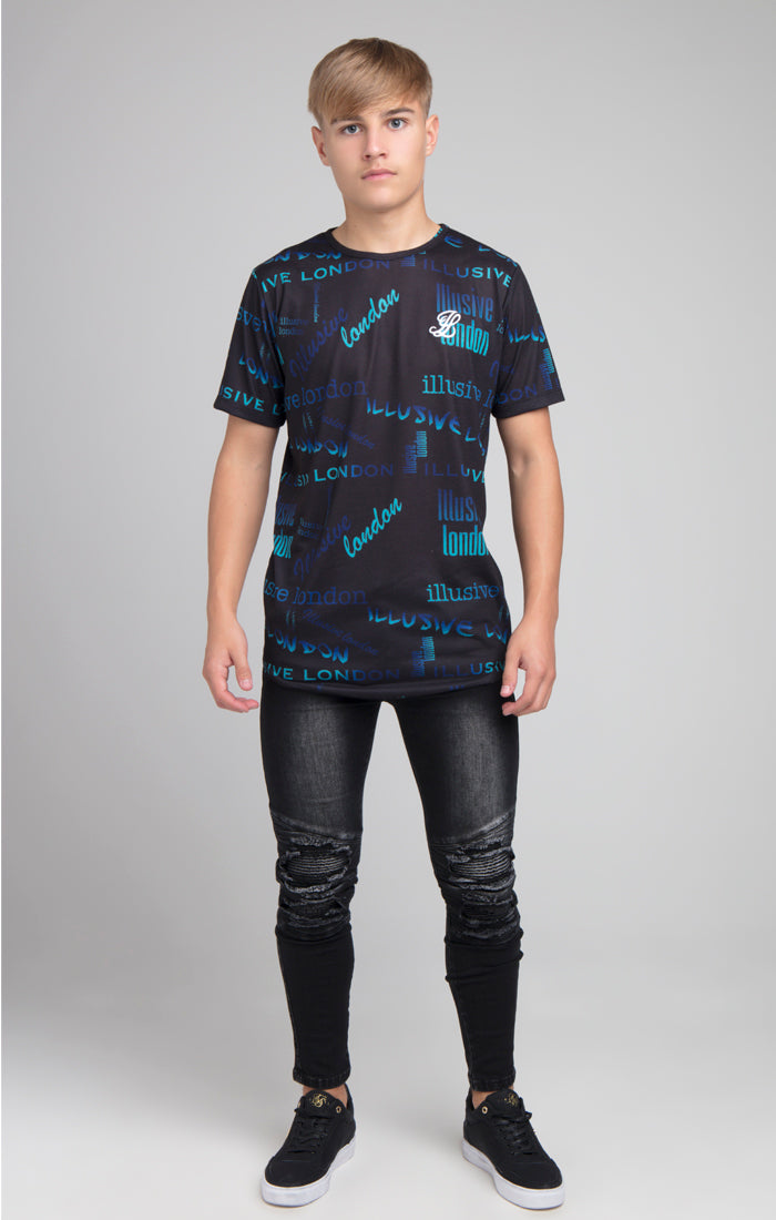 Load image into Gallery viewer, Boys Illusive Black Logo Printed T-Shirt (2)