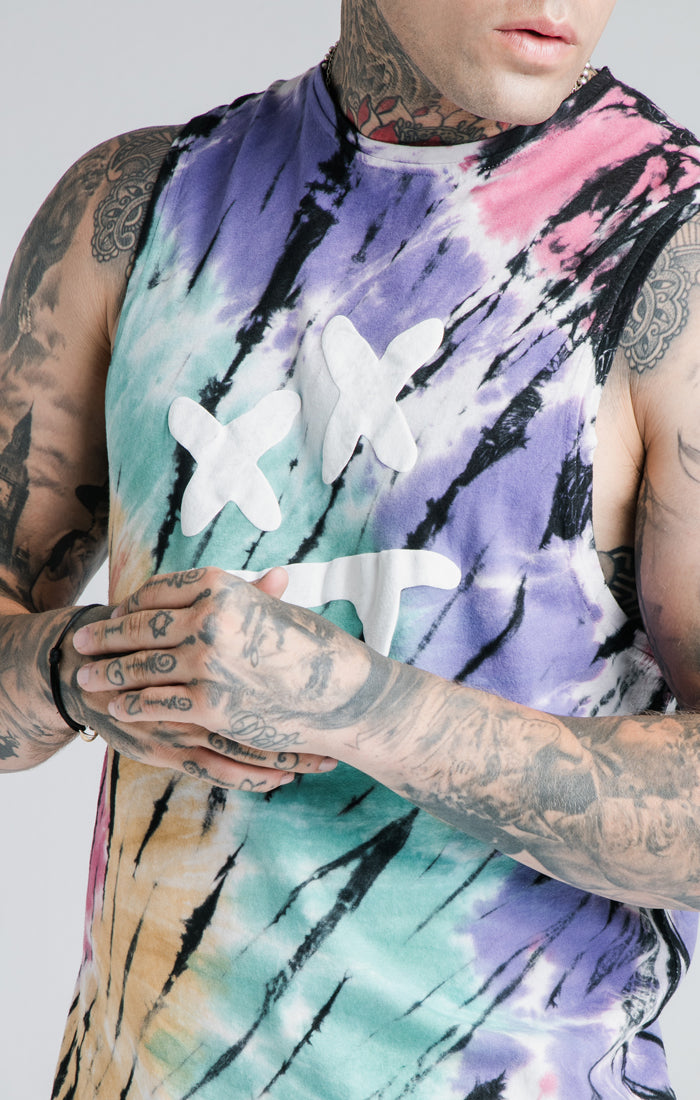 Load image into Gallery viewer, SikSilk X Steve Aoki Racer Back Vest – Rainbow Ink Tie Dye (1)