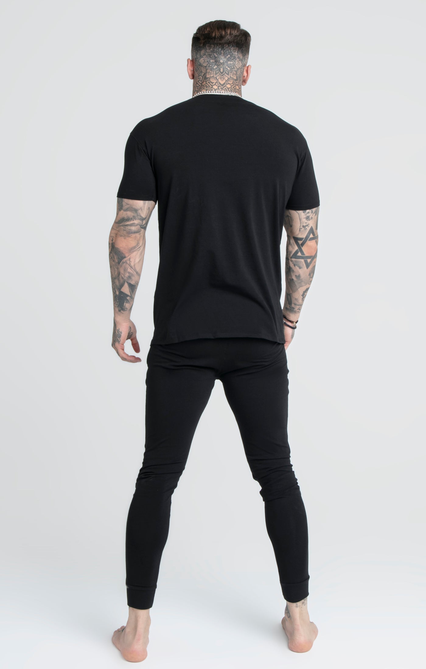 Load image into Gallery viewer, T-shirt preta e cinzenta marmoreada (pacote de 2) (8)