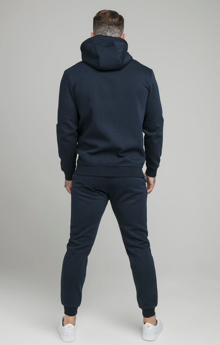 Load image into Gallery viewer, Navy Essential Zip Through Funnel Neck Hoodie (4)