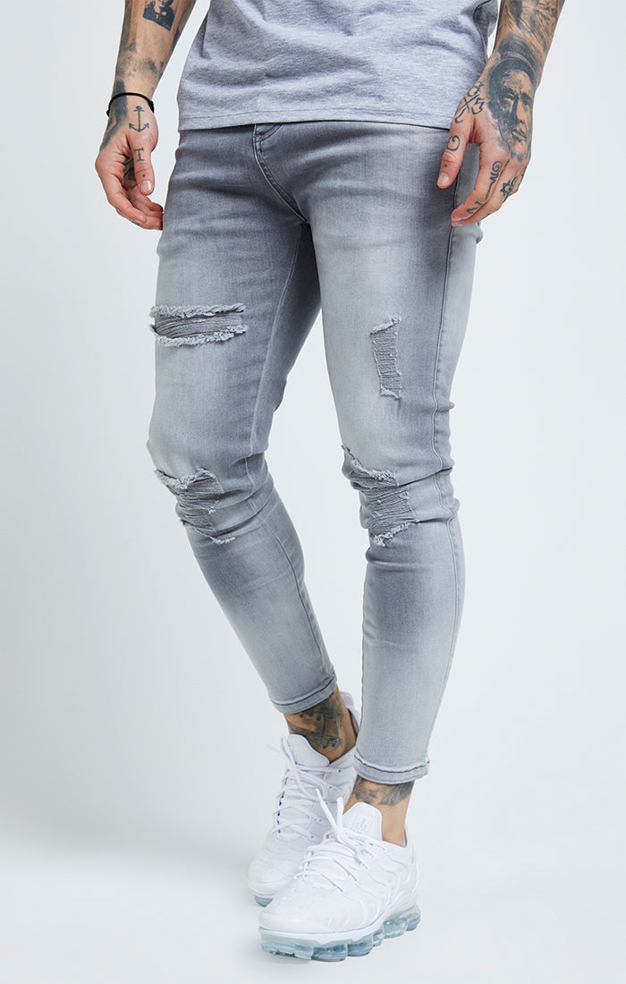 Load image into Gallery viewer, Grey Essential Distressed Skinny Jean