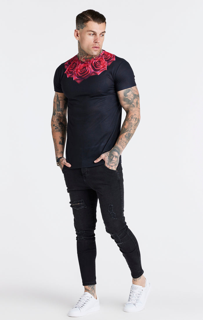 Load image into Gallery viewer, Black Rose Muscle Fit T-Shirt (2)