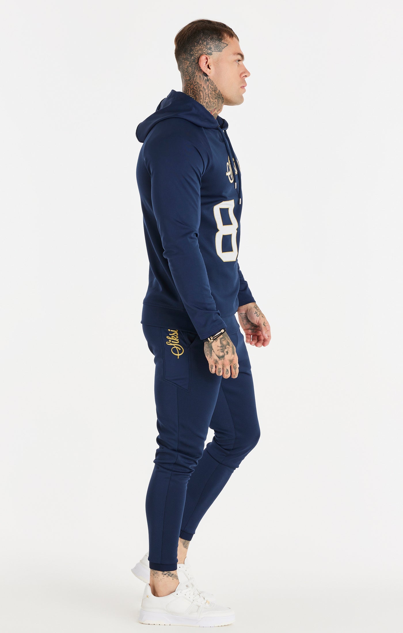 Load image into Gallery viewer, Camisola desportiva de capuz SikSilk Retro - Azul Marinho (3)