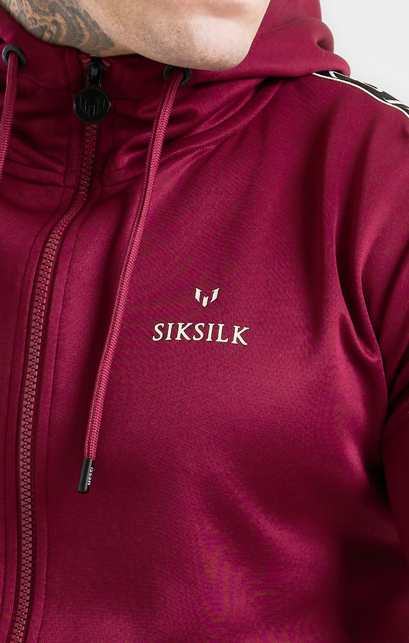 Load image into Gallery viewer, Messi x SikSilk Taped Zip Through - Burgundy (1)
