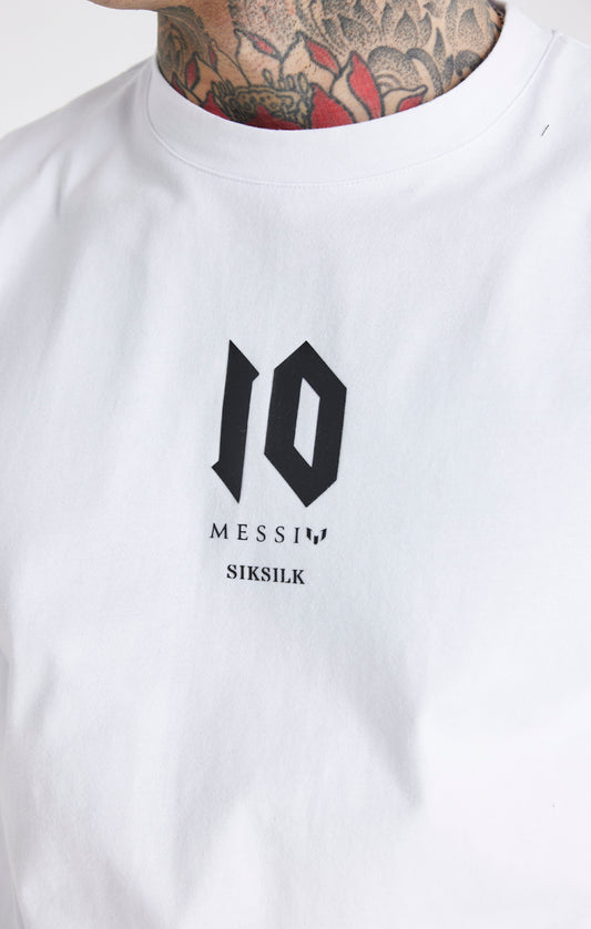 T-shirt com logótipo oversize Messi X SikSilk - Branco