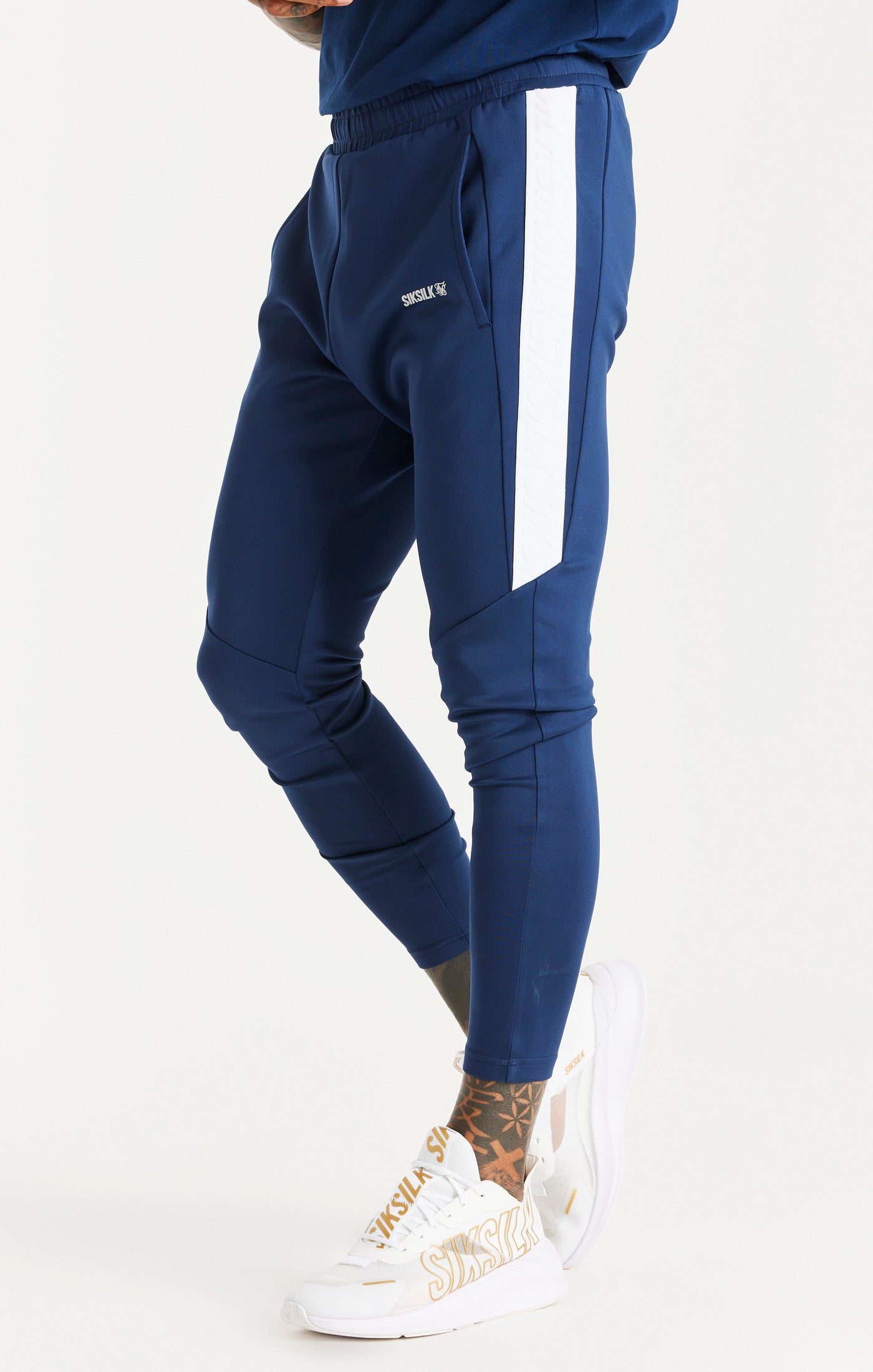 Load image into Gallery viewer, Navy Sports Tape Trackpant