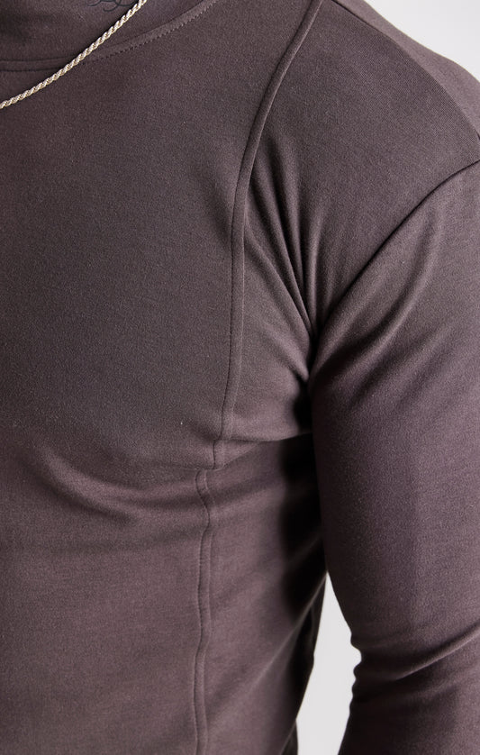 T-shirt de manga comprida de gola alta cinzenta