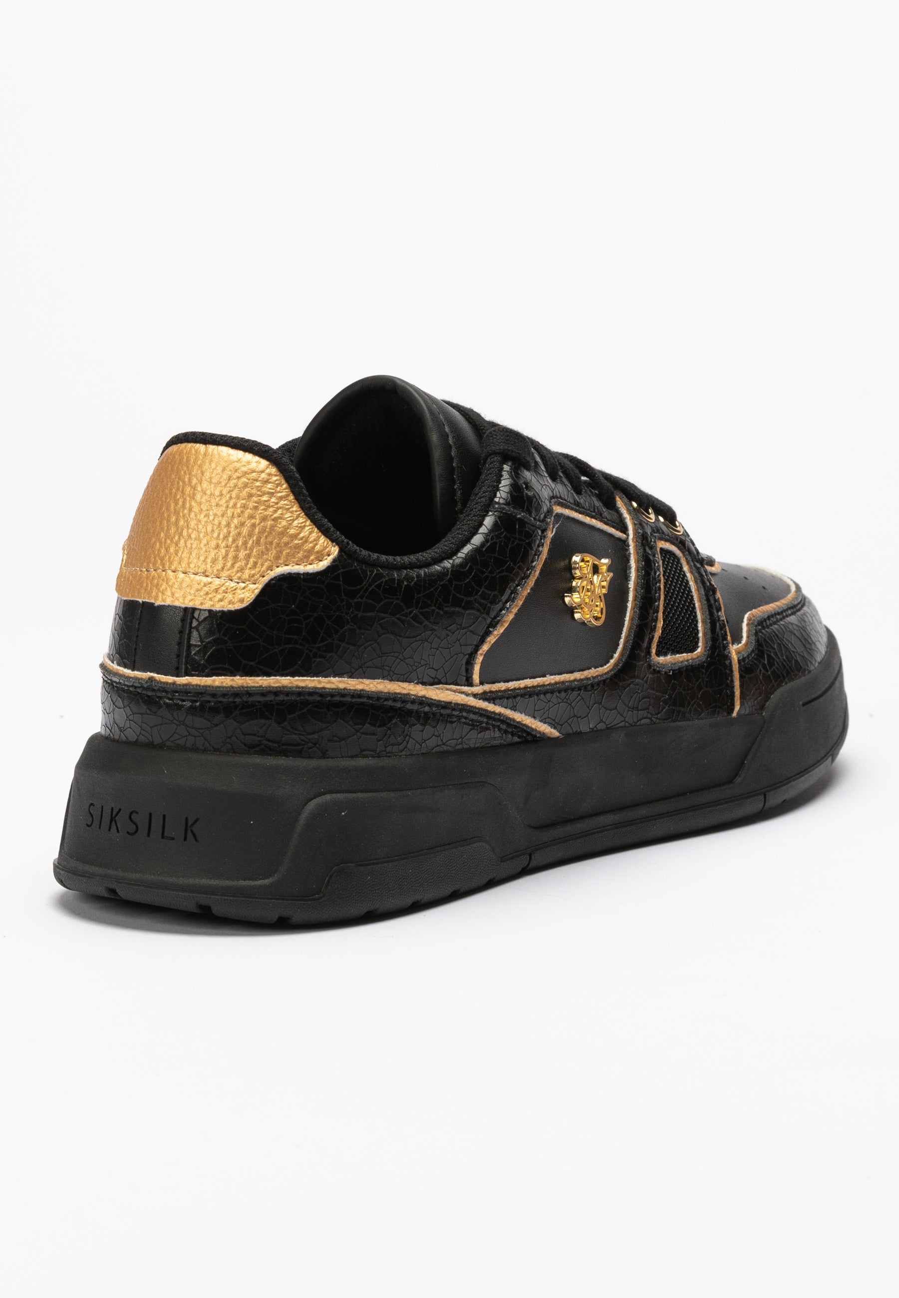 Load image into Gallery viewer, Black And Gold Trimmed Low Top Court Trainer (1)