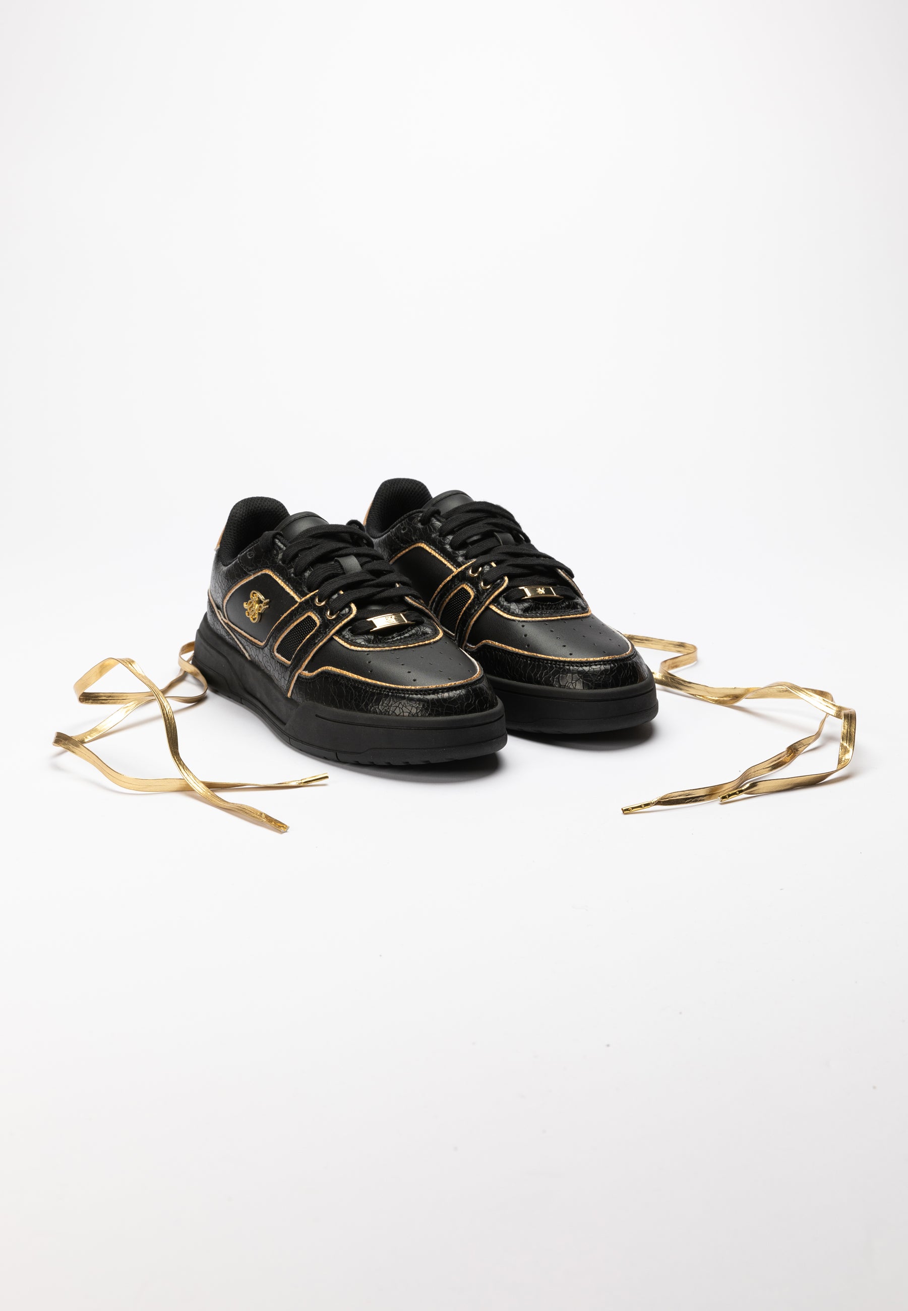 Load image into Gallery viewer, Black And Gold Trimmed Low Top Court Trainer (5)