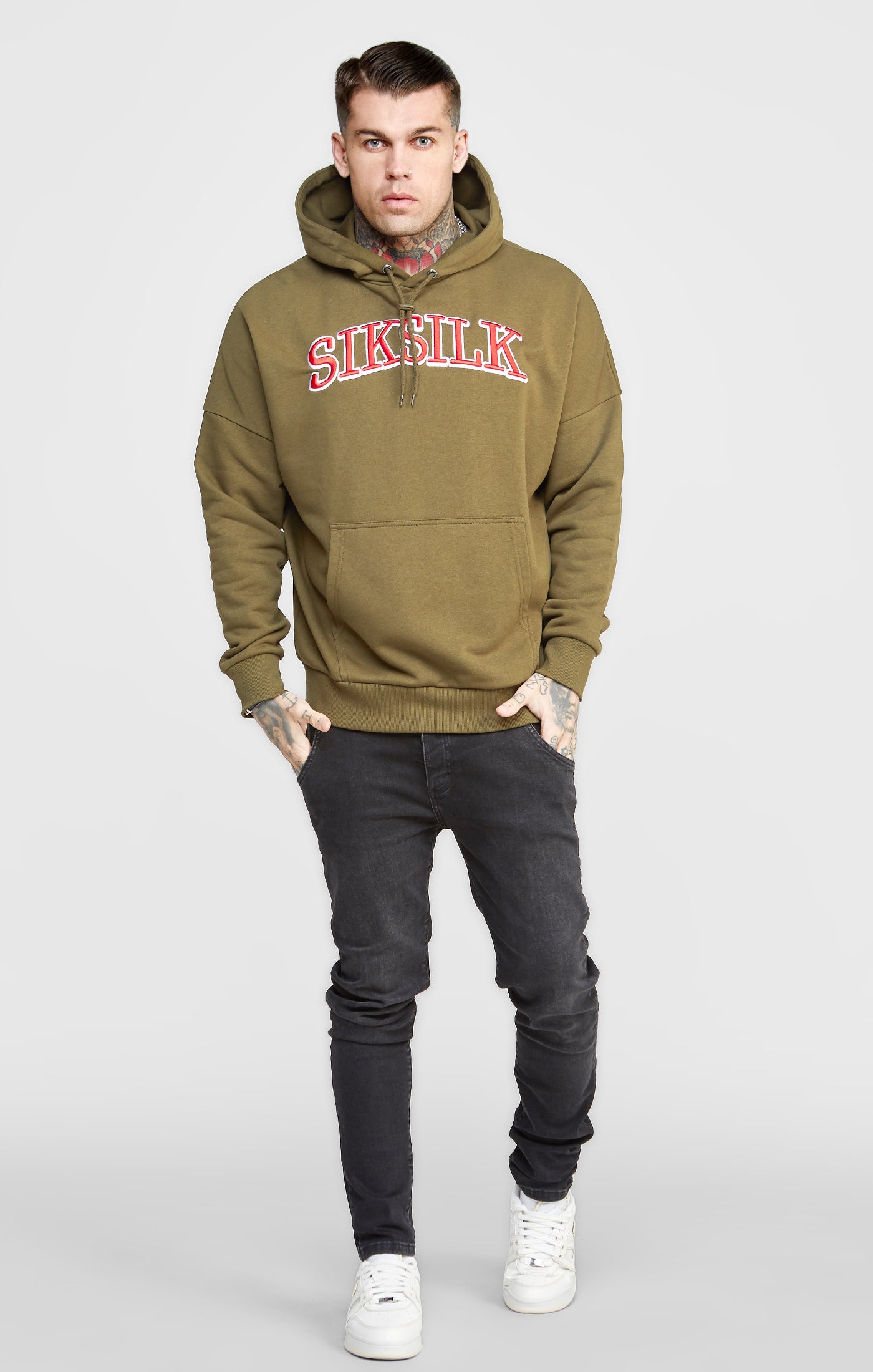 Load image into Gallery viewer, Khaki Logo Oversized Hoodie (2)