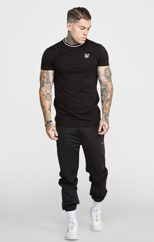 Black Gym Fit T-Shirt W Yarn Dyed Rib