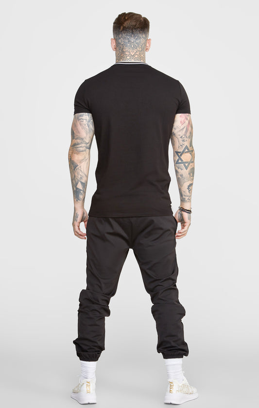 Black Gym Fit T-Shirt W Yarn Dyed Rib