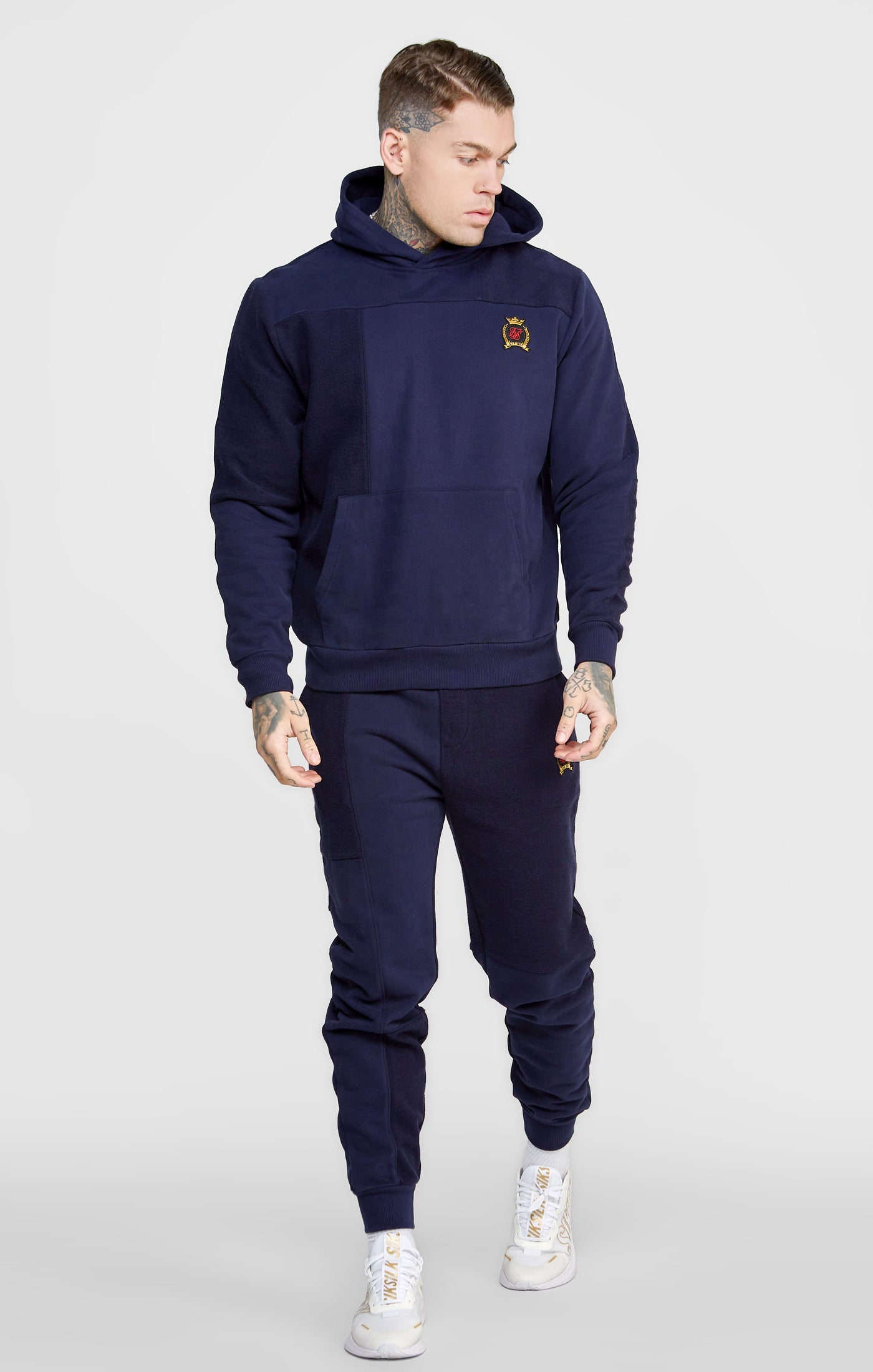 Load image into Gallery viewer, Navy Cut And Sew Reverse Oversized Hoodie (2)