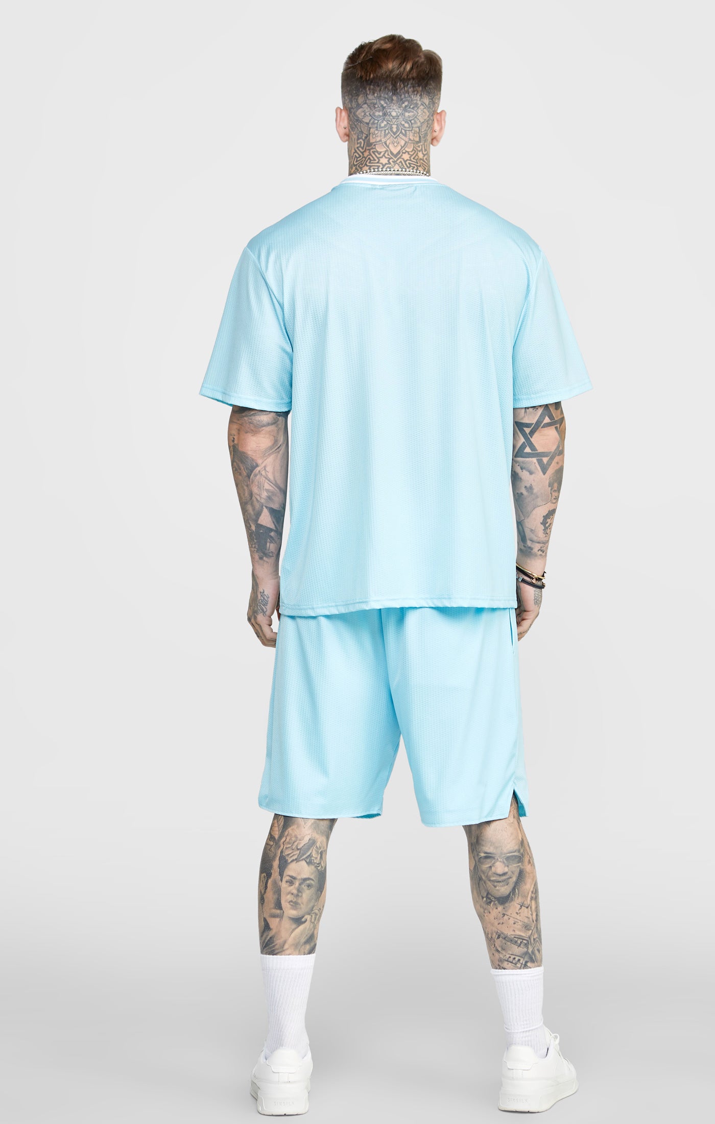Load image into Gallery viewer, Blue Mesh Drop Shoulder Tee (4)
