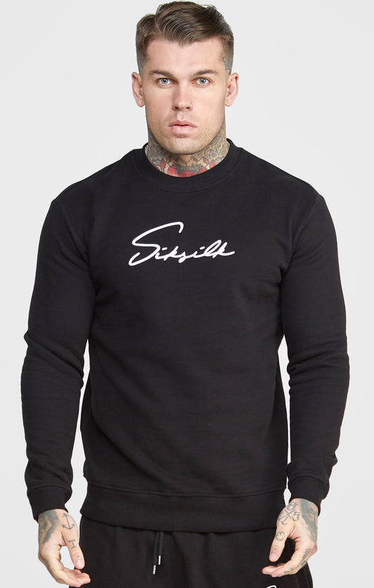 Black Script Embroidery Sweatshirt