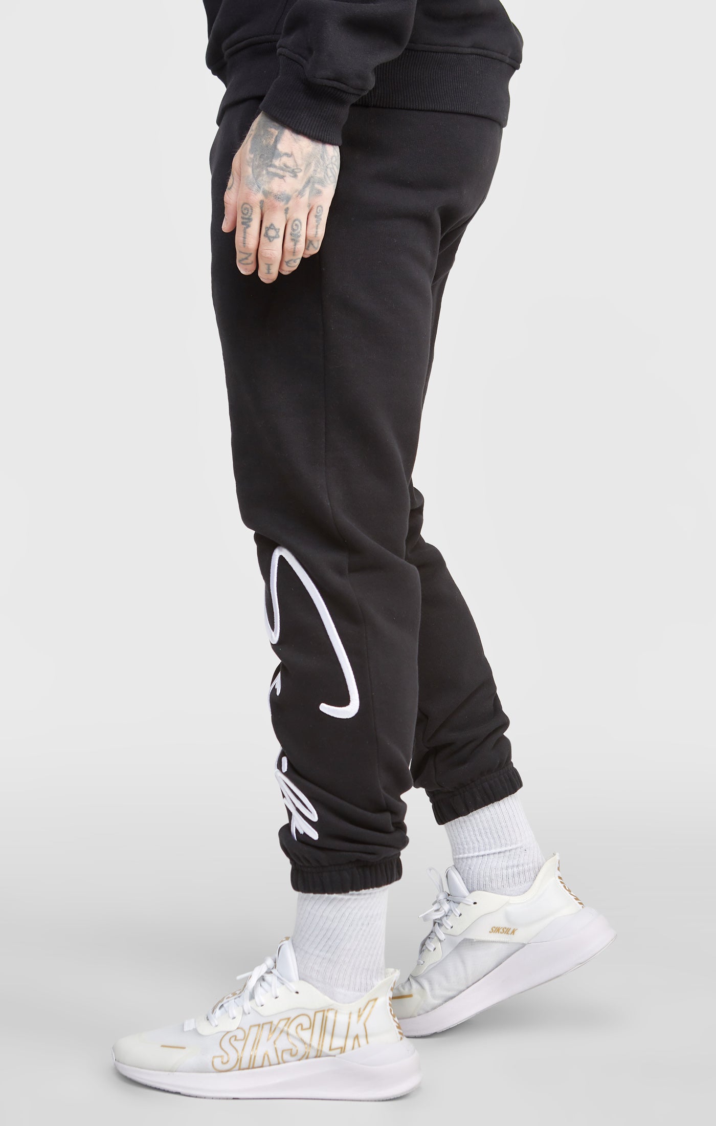 Load image into Gallery viewer, Black Script Embroidery Jogger (1)