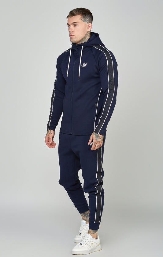 Conjunto de jogger e camisola com capuz com fecho de correr completo azul-marinho