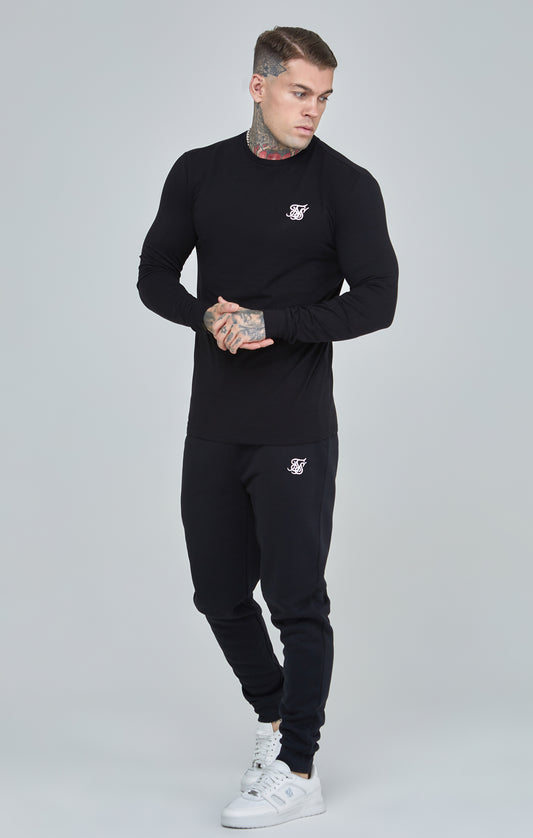 Black Essential Long Sleeve Muscle Fit T-Shirt