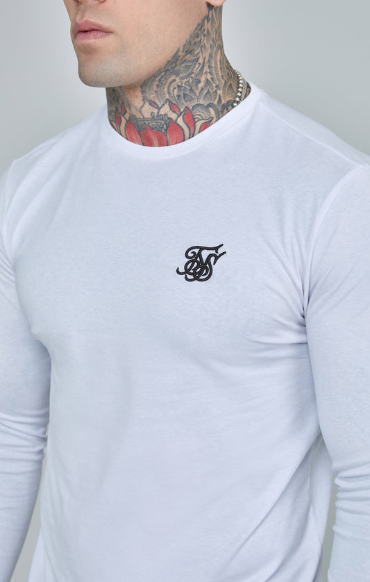 White Essential Long Sleeve Muscle Fit T-Shirt