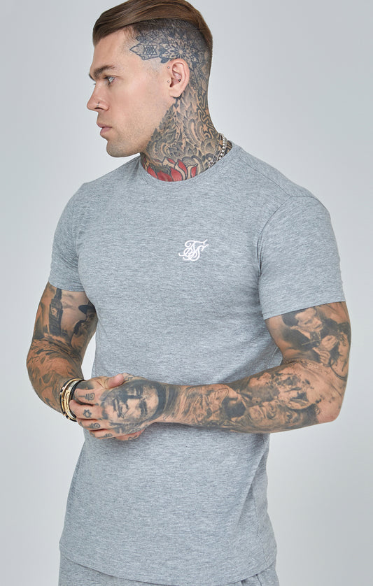 Grey Marl Essential Short Sleeve Muscle Fit T-Shirt