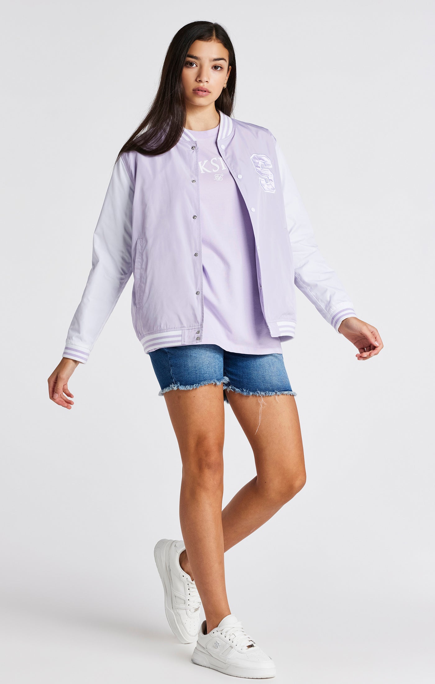 Load image into Gallery viewer, Girls Purple Varsity Jacket (4)