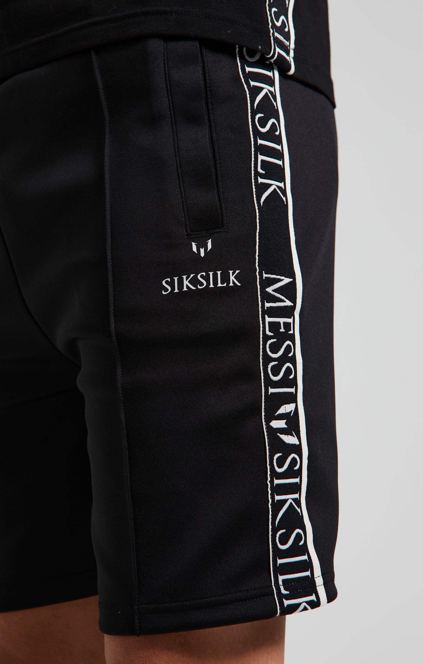 Load image into Gallery viewer, Boys Messi x SikSilk Black Taped Short (2)