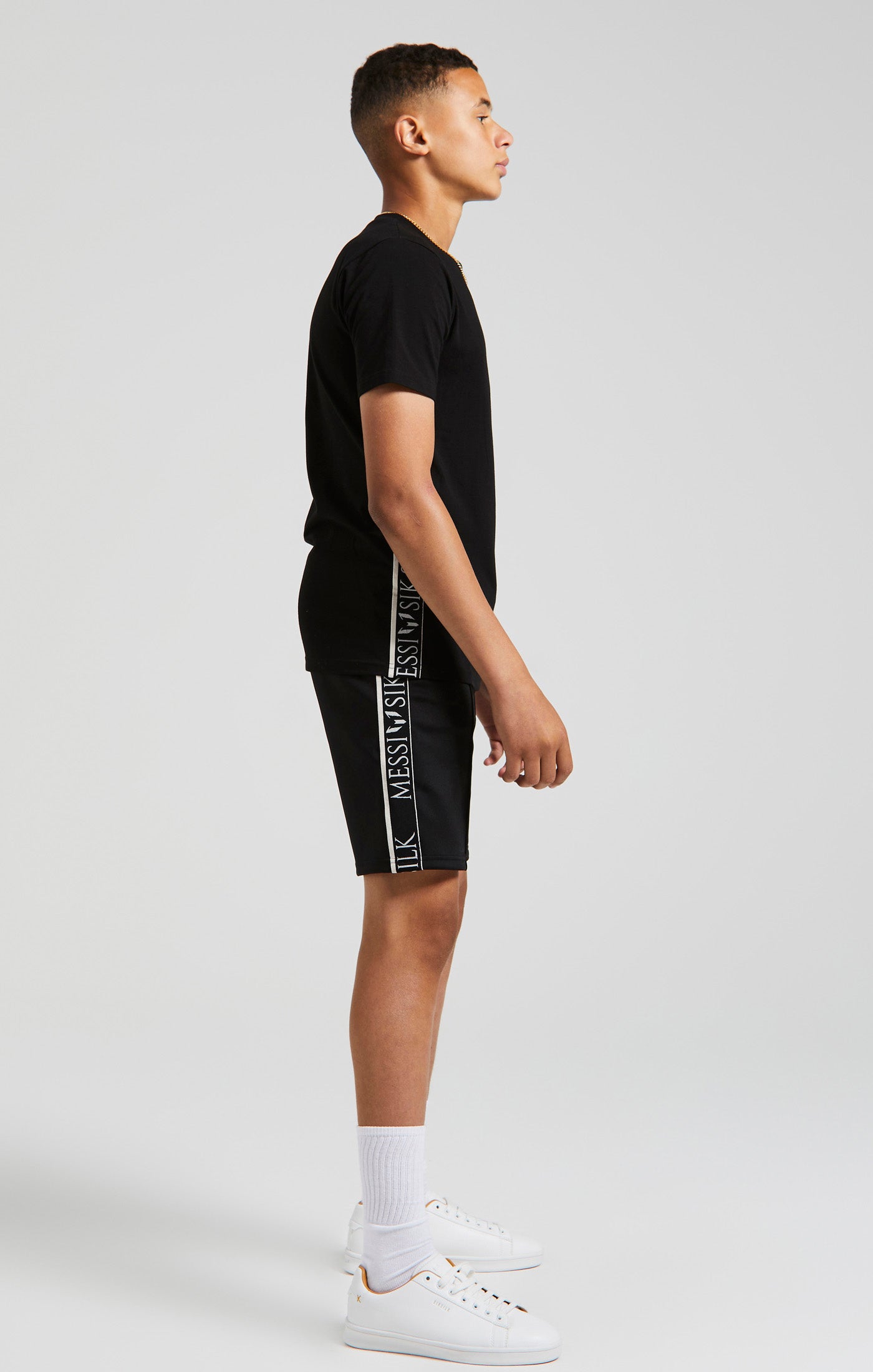 Load image into Gallery viewer, Boys Messi x SikSilk Black Taped Short (6)