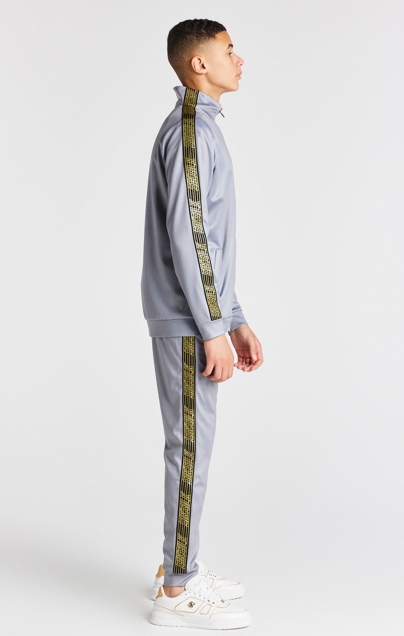 Load image into Gallery viewer, Boys Grey Taped Funnel Neck Zip Thru (5)