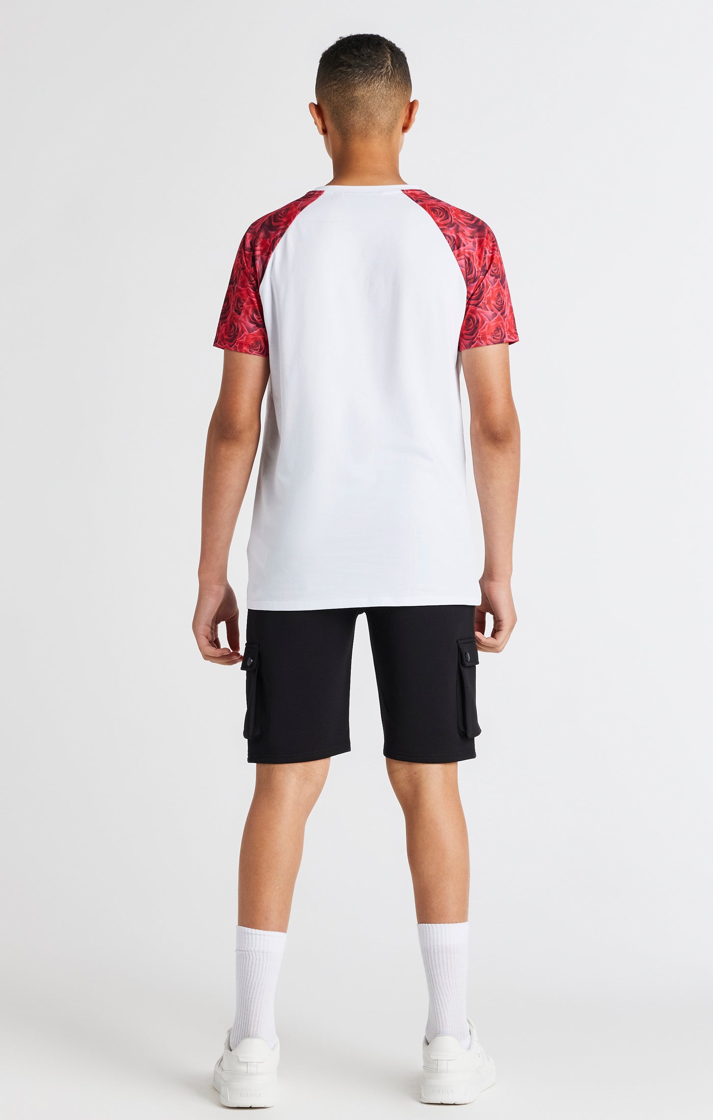 Load image into Gallery viewer, Boys White Raglan Rose T-Shirt (4)