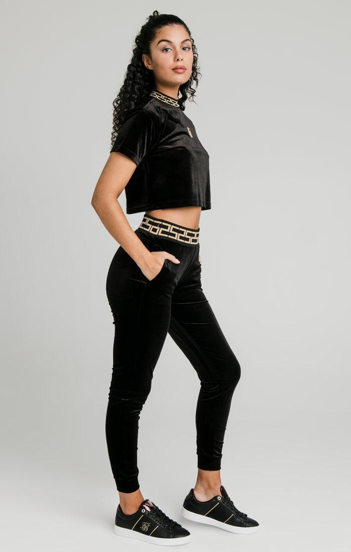 Load image into Gallery viewer, Black Velour Crop T-Shirt (3)