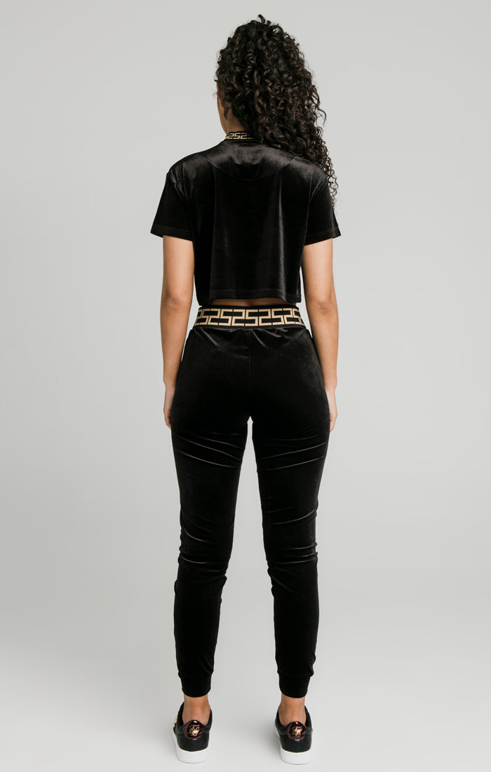 Load image into Gallery viewer, Black Velour Crop T-Shirt (4)