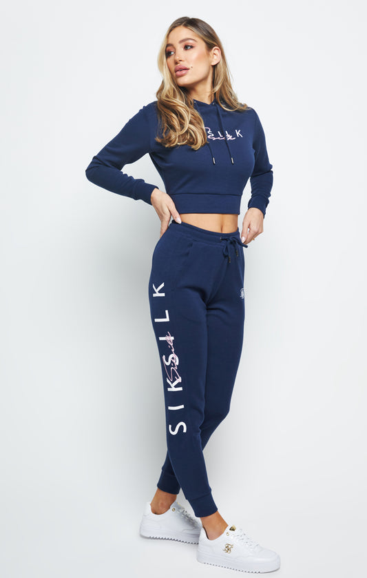SikSilk Colour Signature Crop Hoodie - Blue