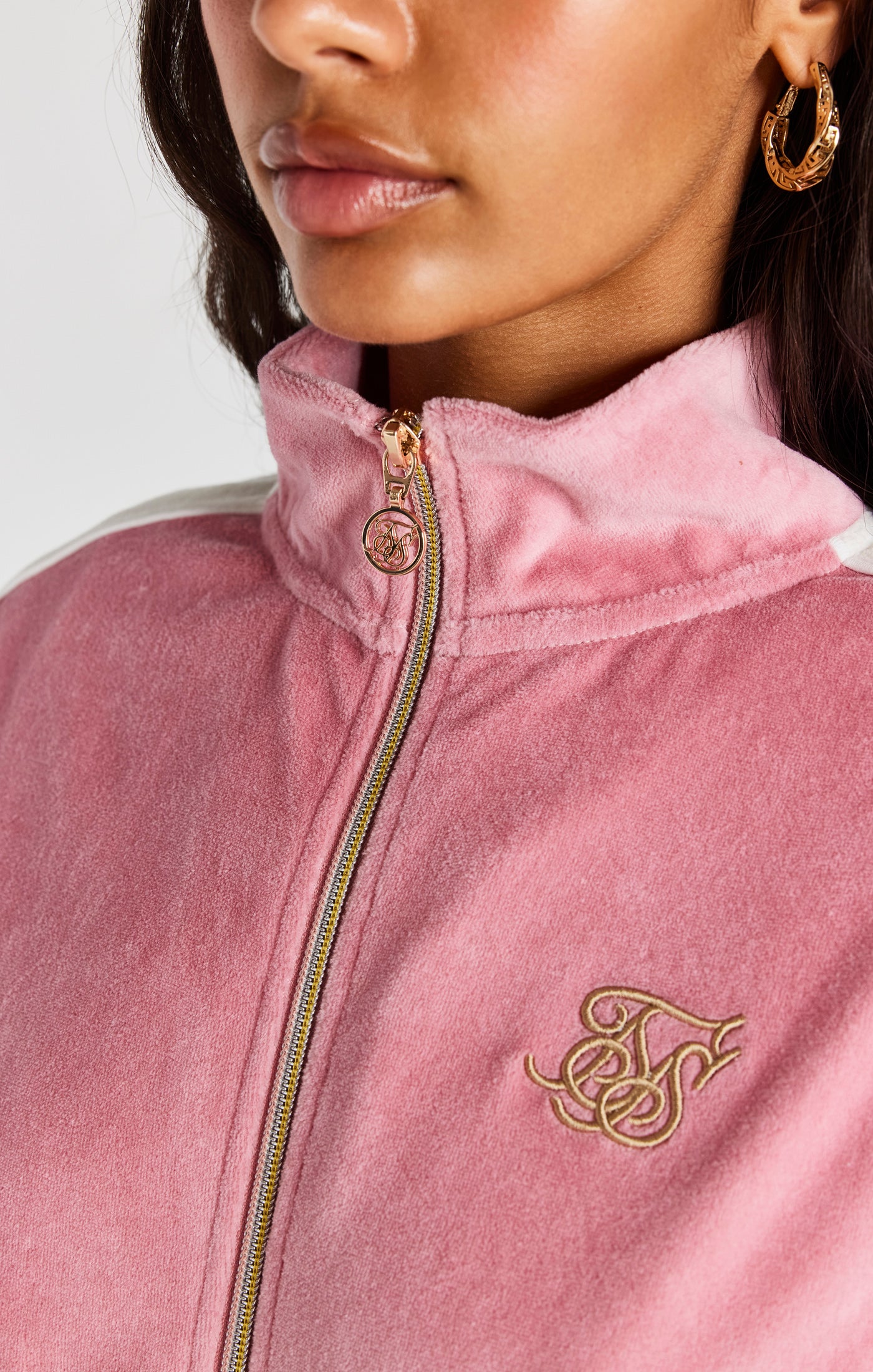 Load image into Gallery viewer, Pink Velour Track Top (1)