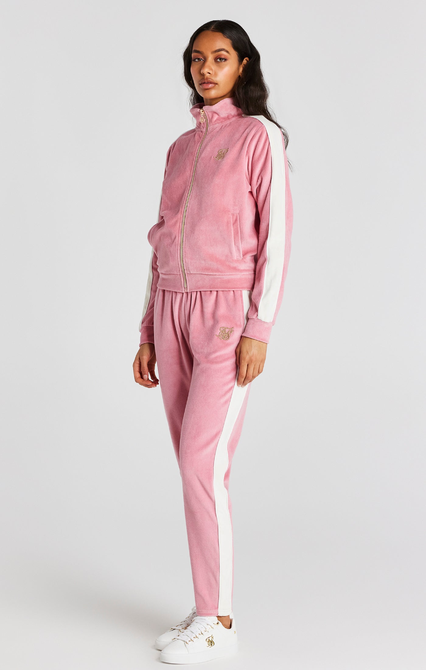Load image into Gallery viewer, Pink Velour Track Top (2)