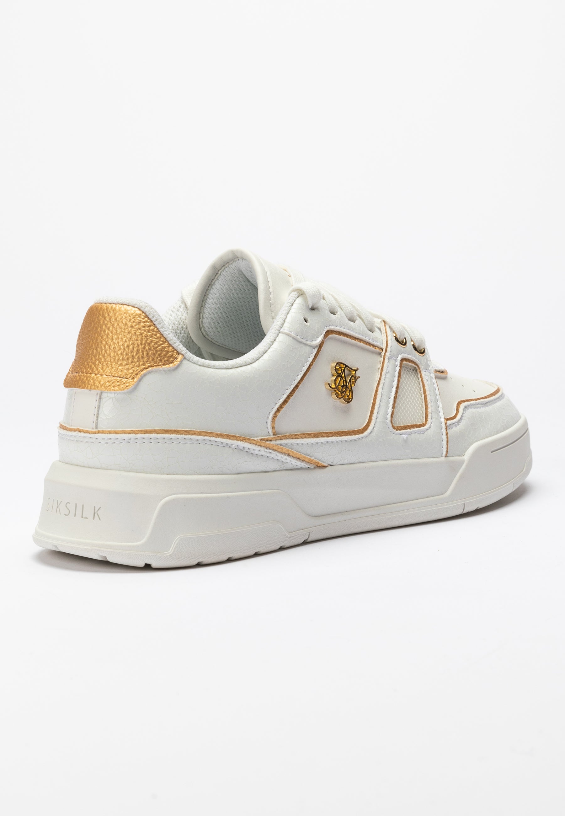 Load image into Gallery viewer, White And Gold Trimmed Low Top Court Trainer (1)