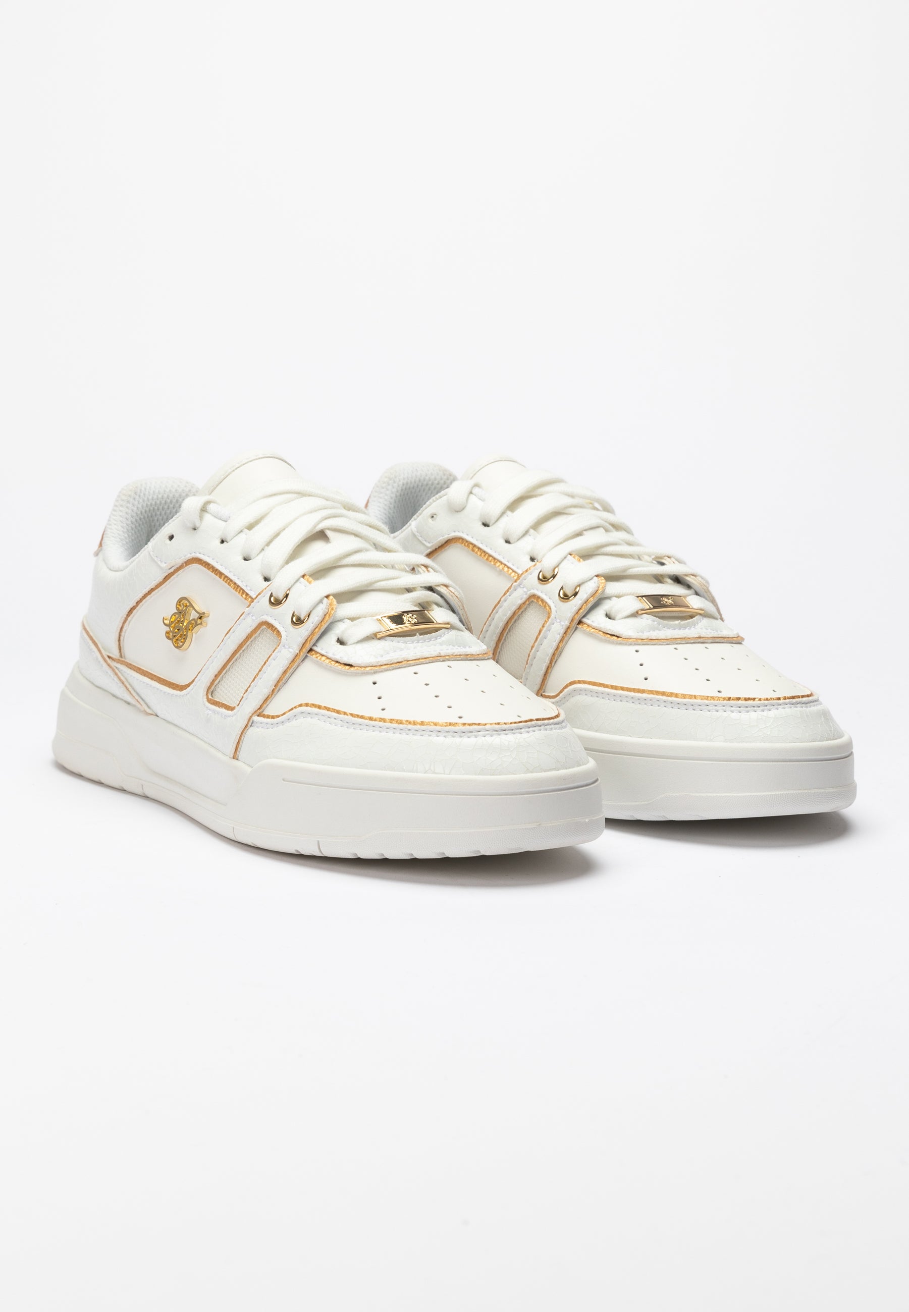 Load image into Gallery viewer, White And Gold Trimmed Low Top Court Trainer (3)