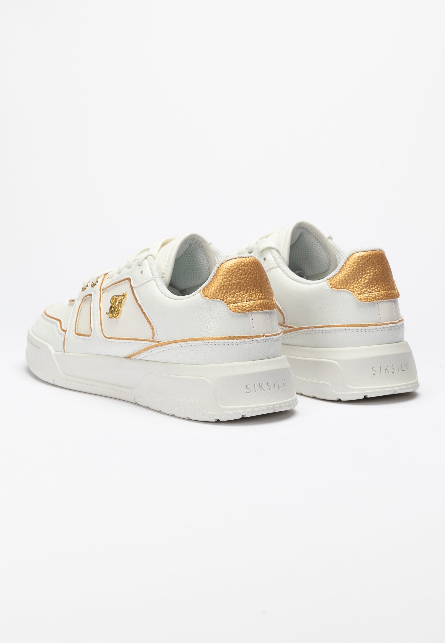 Load image into Gallery viewer, White And Gold Trimmed Low Top Court Trainer (4)