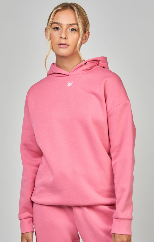Camisola com capuz largo Essential cor-de-rosa