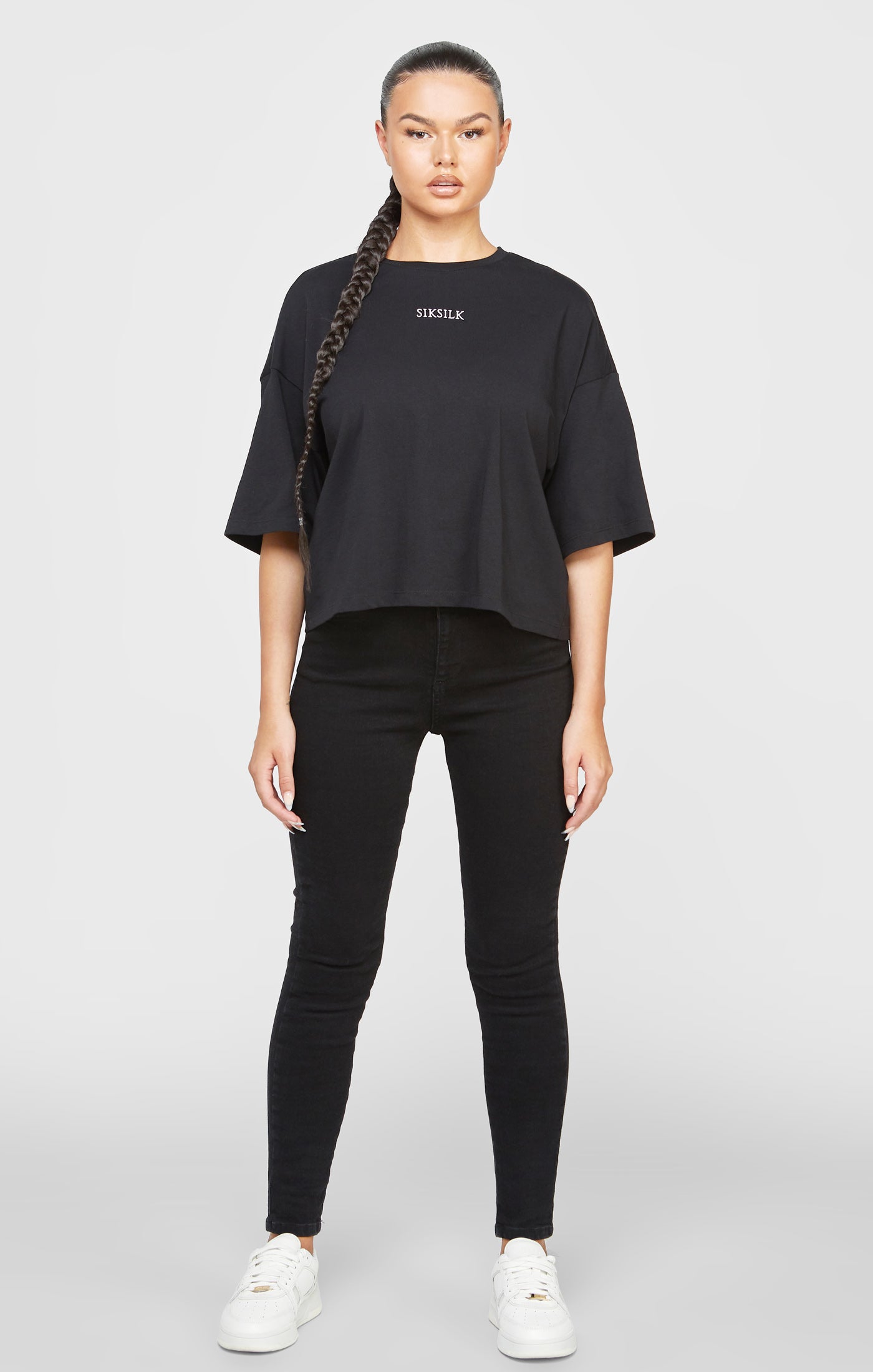 Load image into Gallery viewer, Black Branded Crop T-Shirt (2)