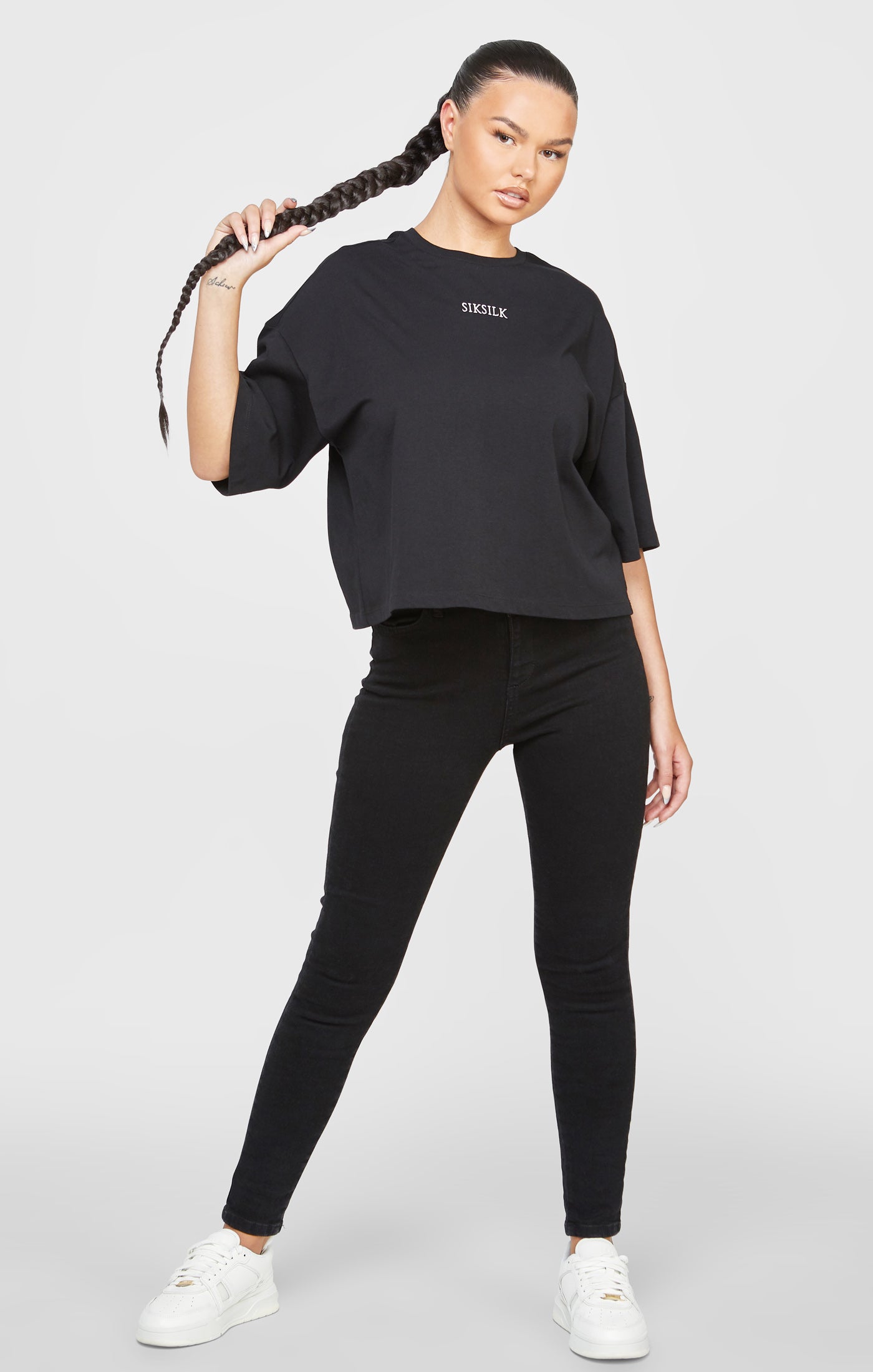 Load image into Gallery viewer, Black Branded Crop T-Shirt (3)