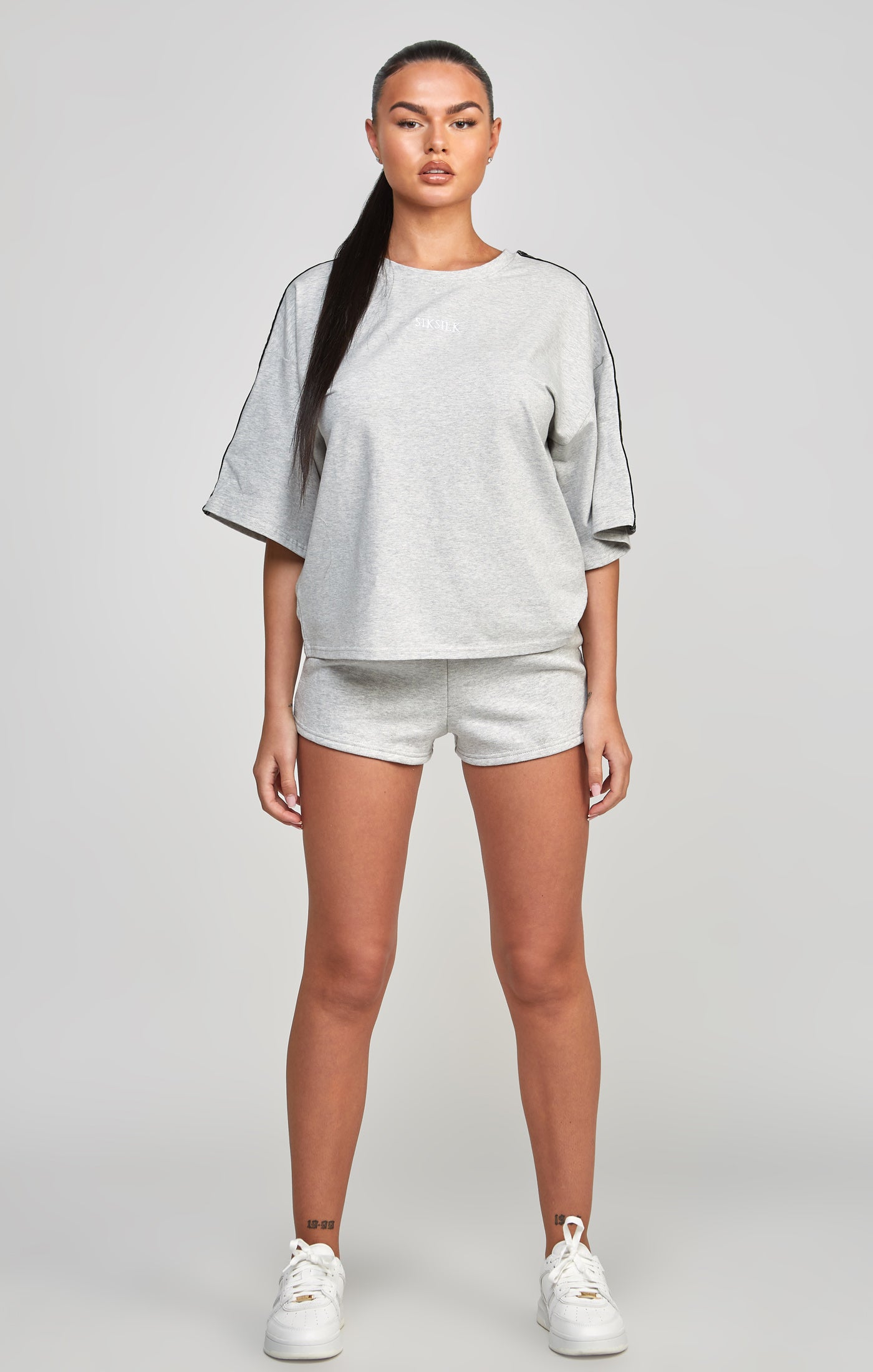 Load image into Gallery viewer, Grey Taped Crop T-Shirt (1)