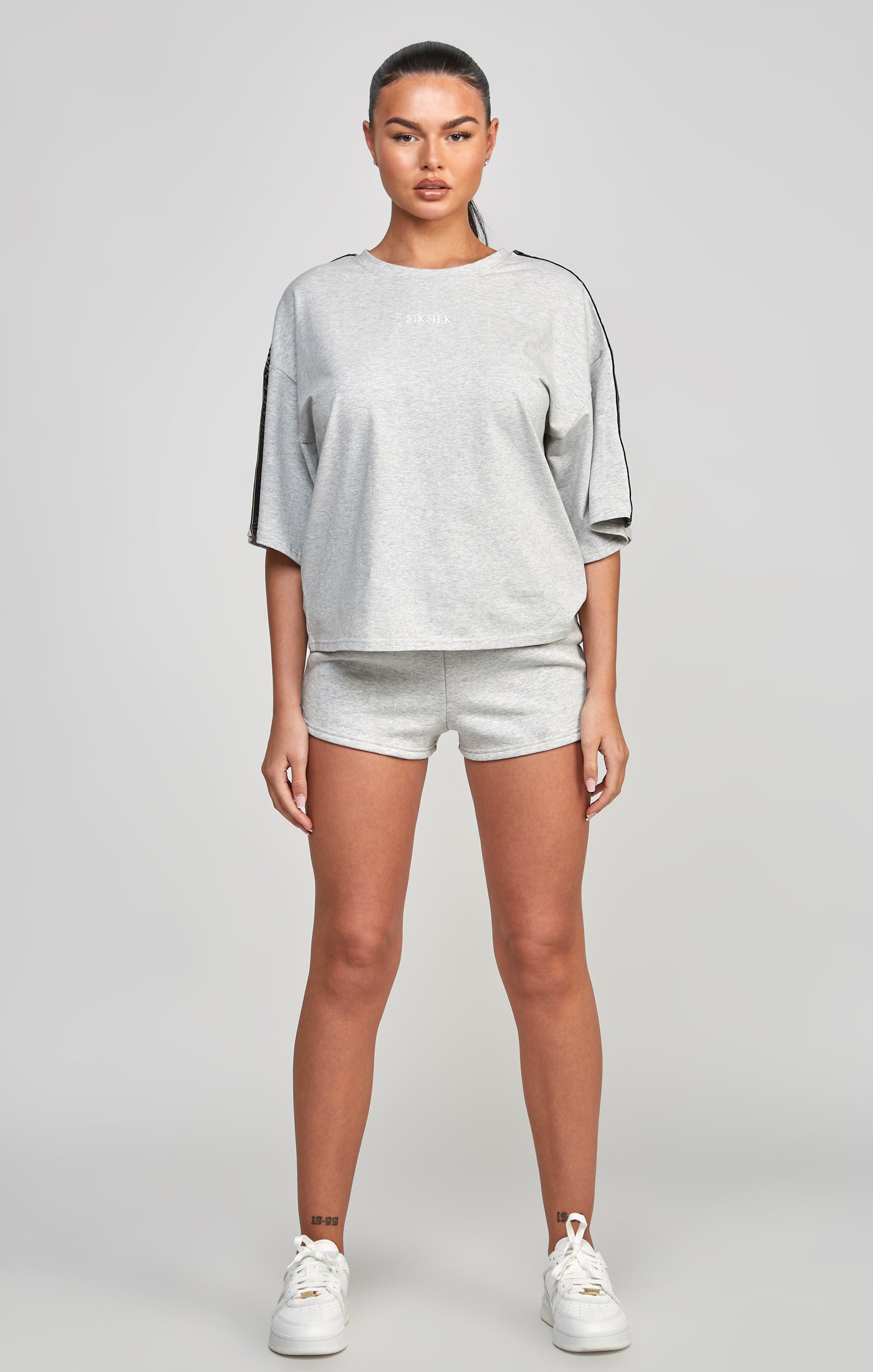 Load image into Gallery viewer, Grey Taped Crop T-Shirt (4)