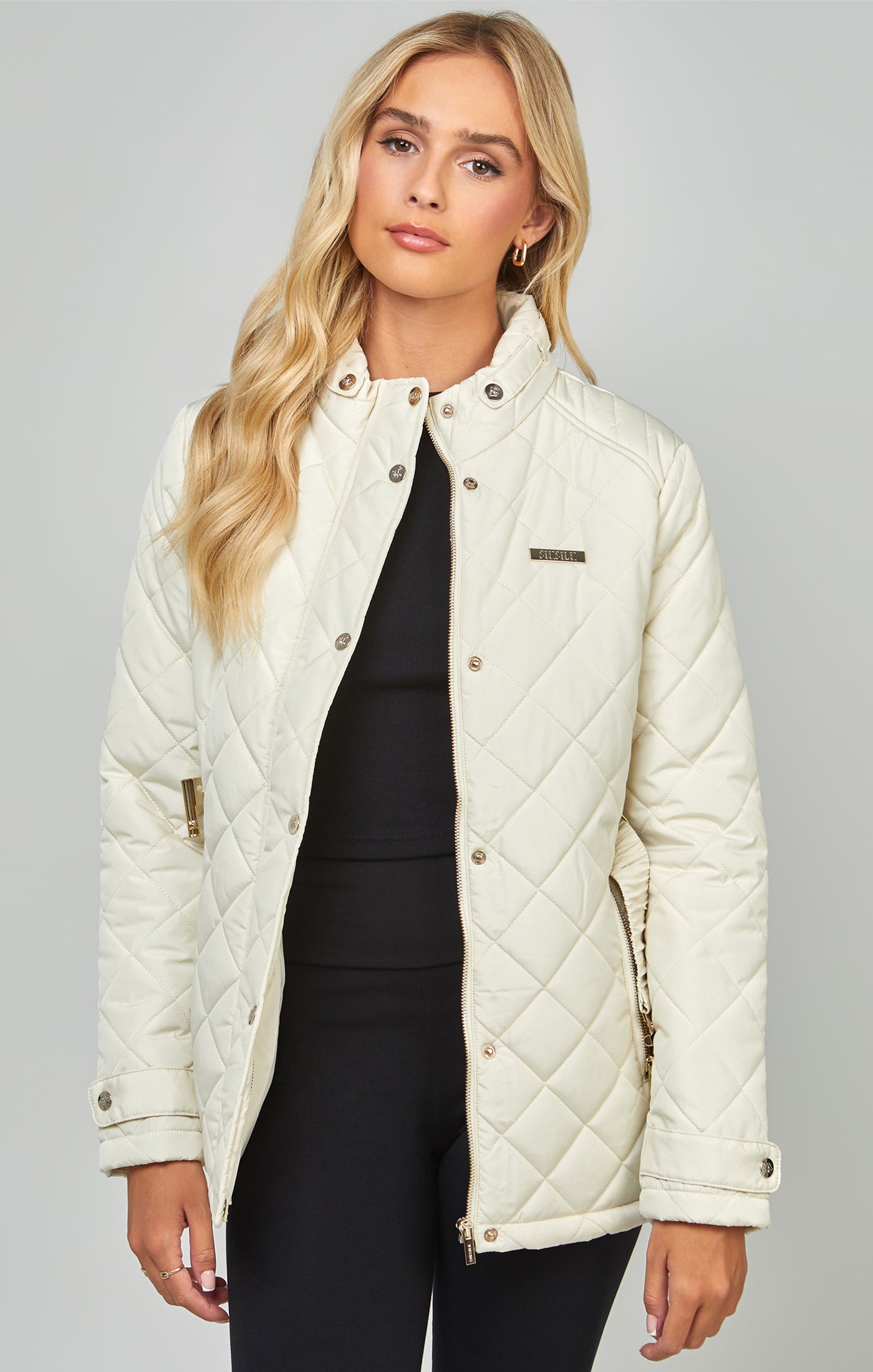 Load image into Gallery viewer, Cream Belted Quilted Jacket