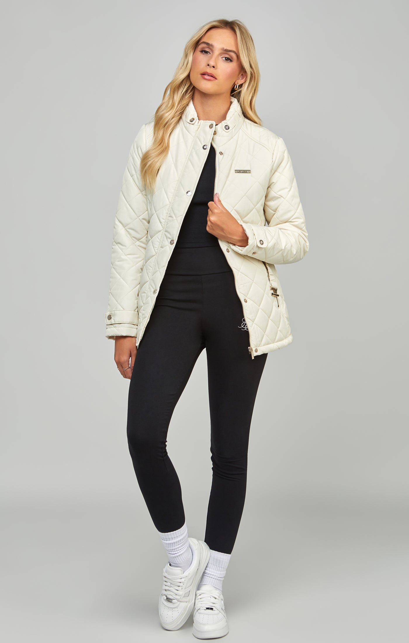 Load image into Gallery viewer, Cream Belted Quilted Jacket (1)
