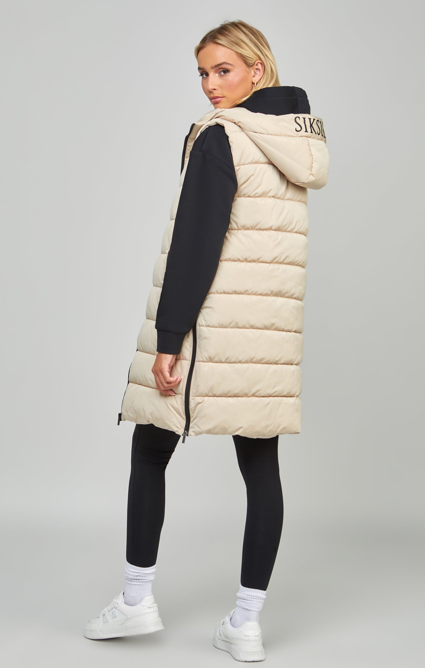 Load image into Gallery viewer, Beige Longline Gilet With Print Detail (3)
