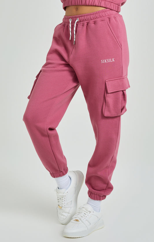 Calças jogger com bolso cargo cor-de-rosa